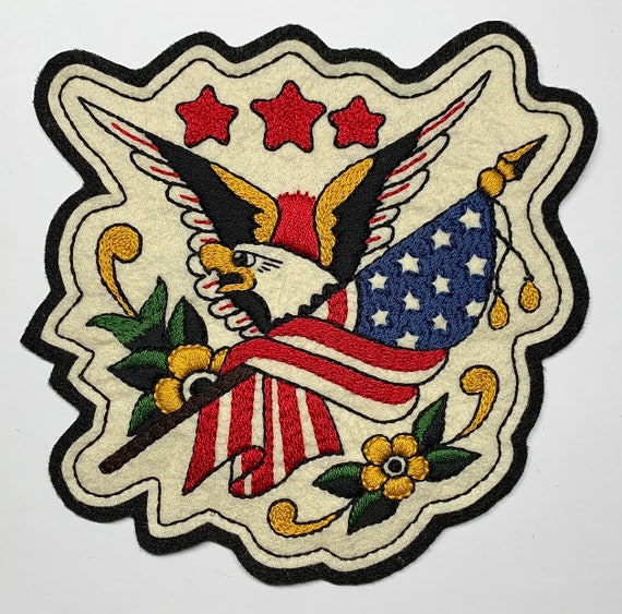 Large Sailor Jerry American bald eagle and flag patch