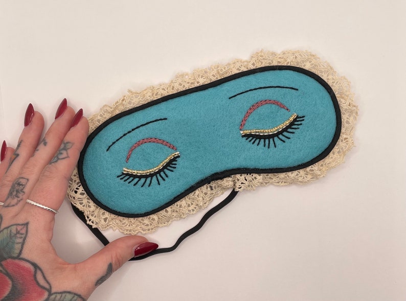 Hand-stitched Holly inspired felt eyes sleep mask image 2