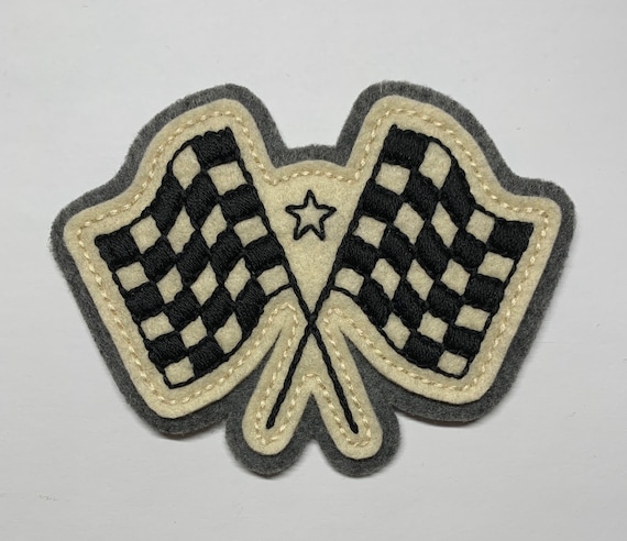 Checkered racing flags patch
