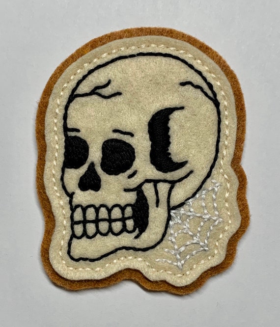 Skull with spiderweb felt patch