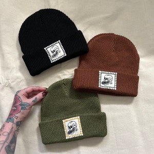 Fast Doll unisex ribbed knit skull beanies Java brown, Cactus green, classic black image 1