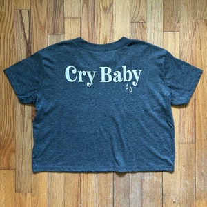 Cry Baby heather gray cotton blend cropped tee image 3