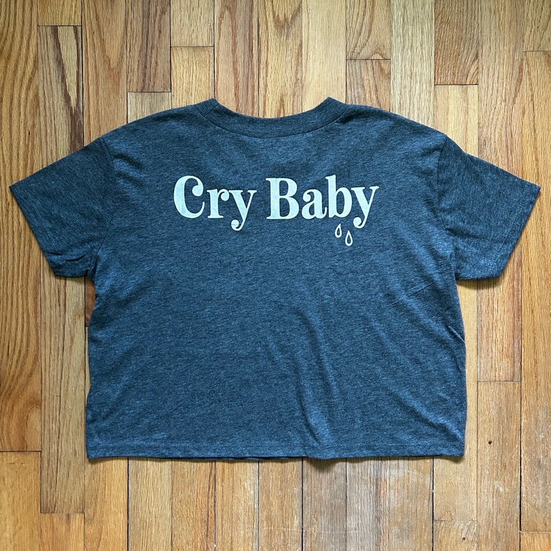 Cry Baby heather gray cotton blend cropped tee image 3