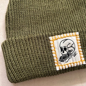 Fast Doll unisex ribbed knit skull beanies Java brown, Cactus green, classic black image 5