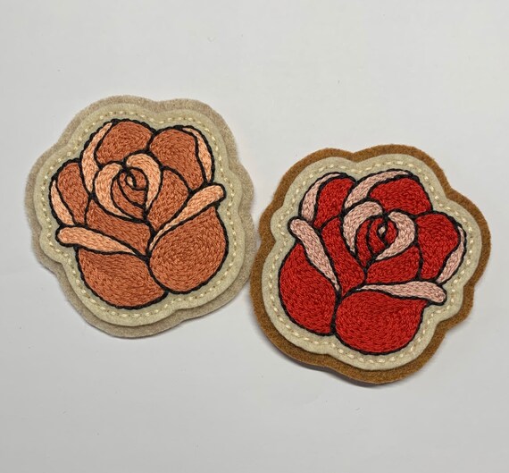Small blush pink or red rose patch