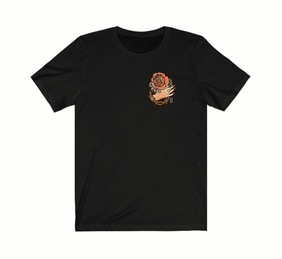 FAST DOLL Unisex Hand & Rose Tattoo Short Sleeve Tee - Black or White