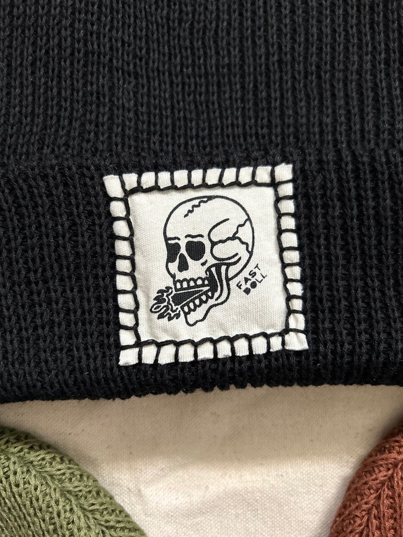 Fast Doll unisex ribbed knit skull beanies Java brown, Cactus green, classic black image 10