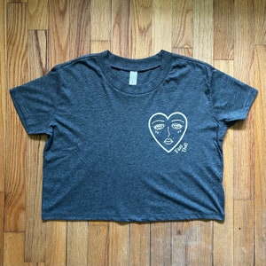 Cry Baby heather gray cotton blend cropped tee image 2