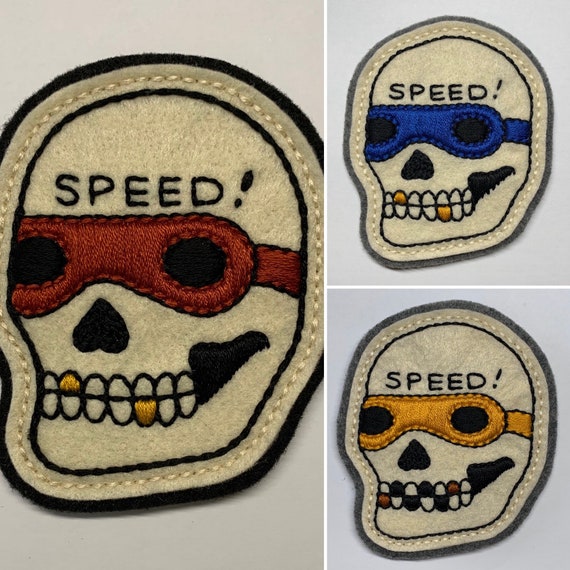 Motorcycle 'SPEED!' skull patch
