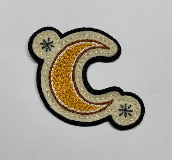 Gold crescent moon and stars patch