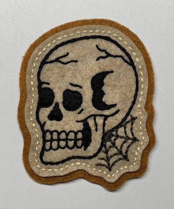 Skull with spiderweb felt patch