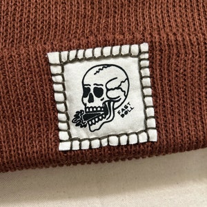 Fast Doll unisex ribbed knit skull beanies Java brown, Cactus green, classic black image 8