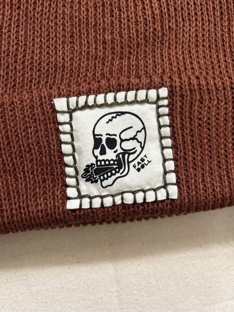 Fast Doll unisex ribbed knit skull beanies Java brown, Cactus green, classic black image 8