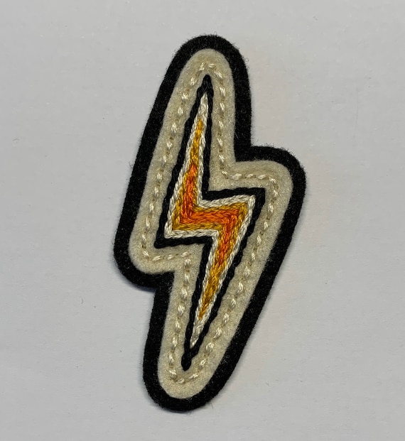 Yellow & orange small lightning bolt collar patch