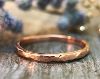 1.9MM Hammered Band | Stackable Ring | Thin Ring | Solid 14K Gold | Fine Jewelry | Free Shipping