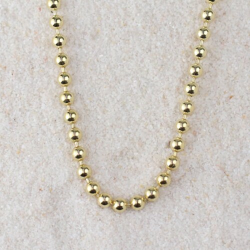 3MM Gold Ball Chain Necklace Solid 14K 