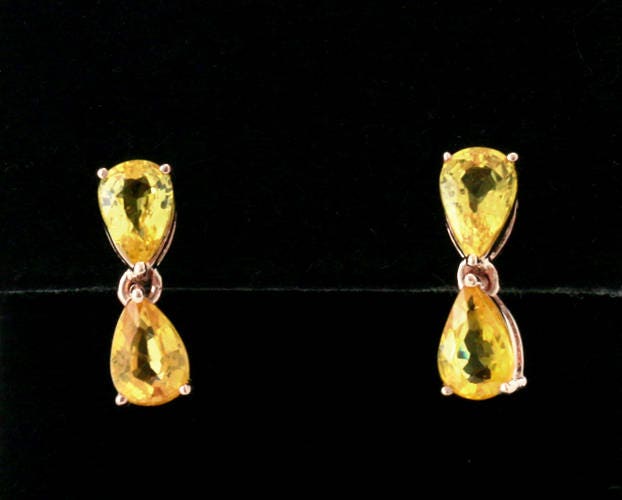 Natural Yellow Sapphire Teardrop Chandelier Earrings Solid | Etsy