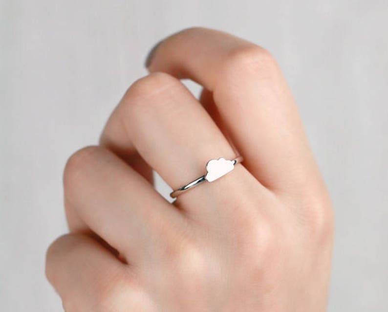 Solid 14K Gold Whimsical Cloud Ring Free Shipping Polished Finish Fine Jewelry