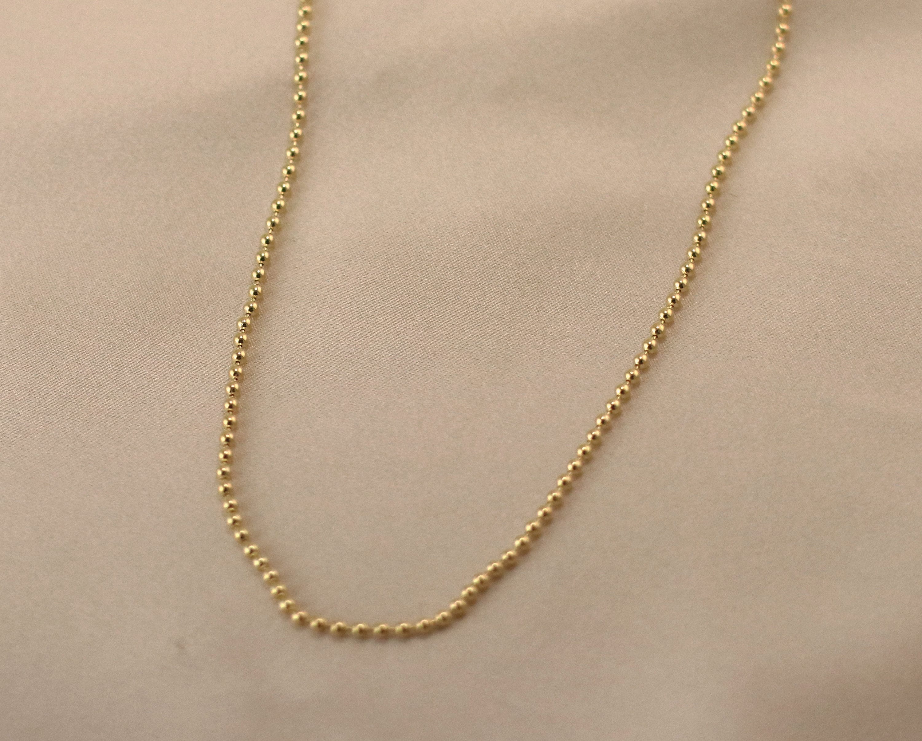 2MM Beaded Ball Solid 14K Gold Chain 