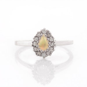 Opal and Diamond Ring Pear Shaped 6x4mm Opal Gemstone - Etsy