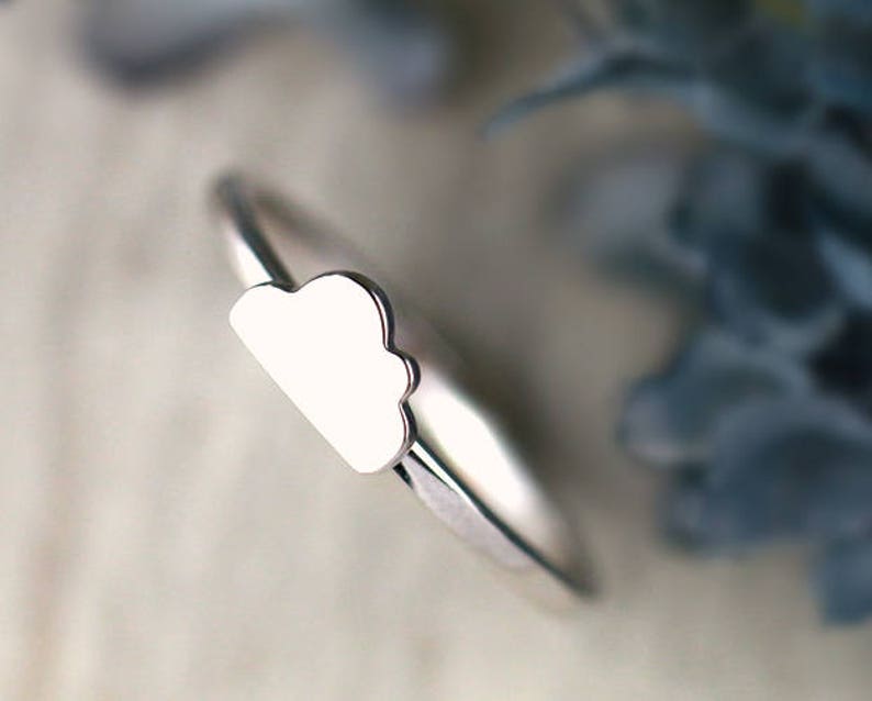 Solid 14K Gold Whimsical Cloud Ring Free Shipping Polished Finish Fine Jewelry