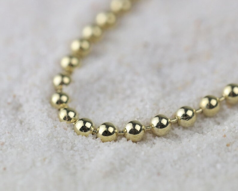 3MM Gold Ball Chain Necklace Solid 14K Gold Fine Jewelry Etsy