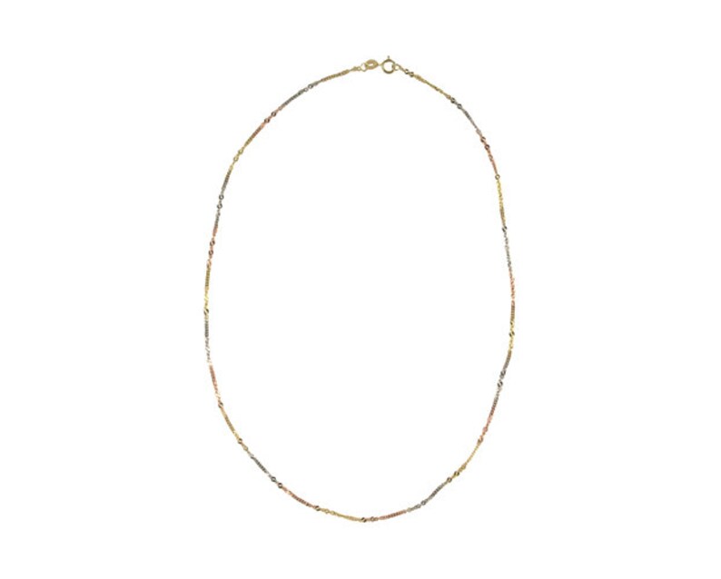 Curblink Tricolor Chain Solid 14K Gold Engraving Offered - Etsy