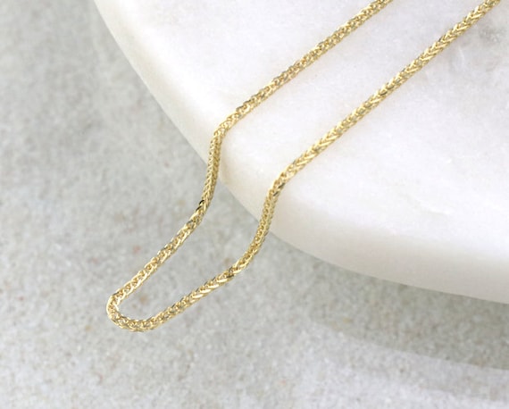 Delicate Wheat Chain Solid 14K Gold 