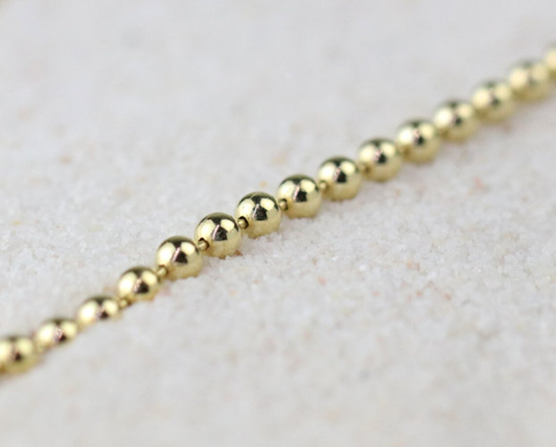 3MM Gold Ball Chain Necklace Solid 14K Gold Fine Jewelry - Etsy