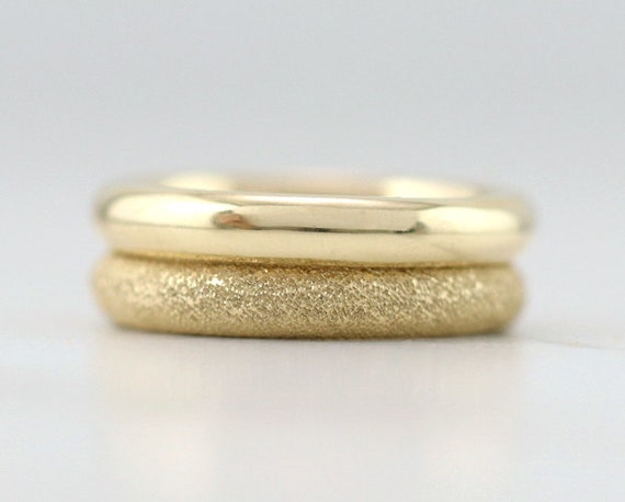 10K Yellow Gold Chain Link Diamond Stackable Rings .03 CTW