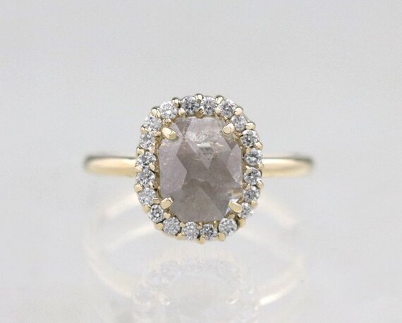 grey diamond halo ring