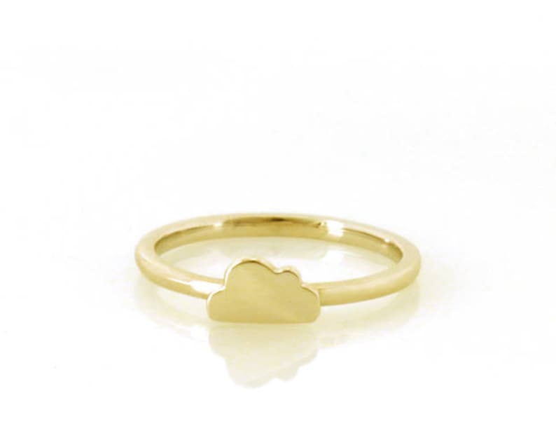 Solid 14K Gold Whimsical Cloud Ring Free Shipping Polished Finish Fine Jewelry