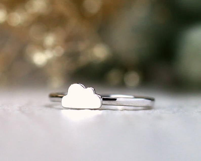 Solid 14K Gold Whimsical Cloud Ring Free Shipping Polished Finish Fine Jewelry