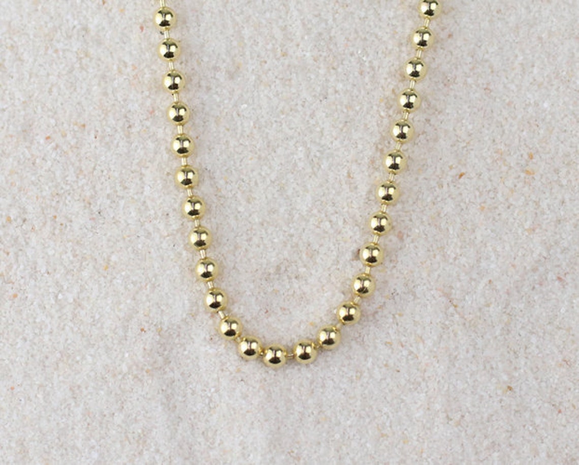 3MM Gold Ball Chain Necklace Solid 14K Gold Fine Jewelry Etsy