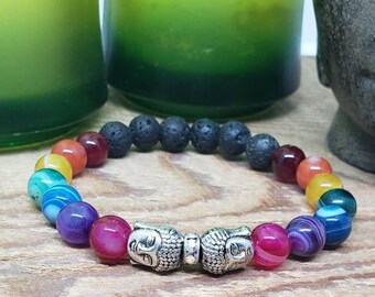 Mala Beads, Mala Bracelet, 7 Chakra Mala Bracelet, Buddha Bracelet, Essential Oil Diffuser Bracelet, Meditation Beads