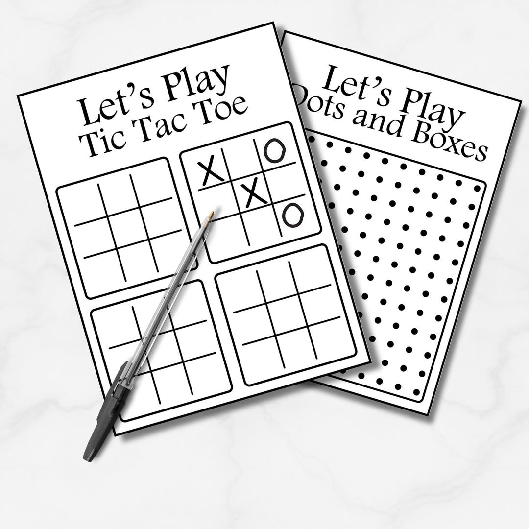 Tic Tac Toe and Dots & Boxes Printable Games Bundle (digital Download ...