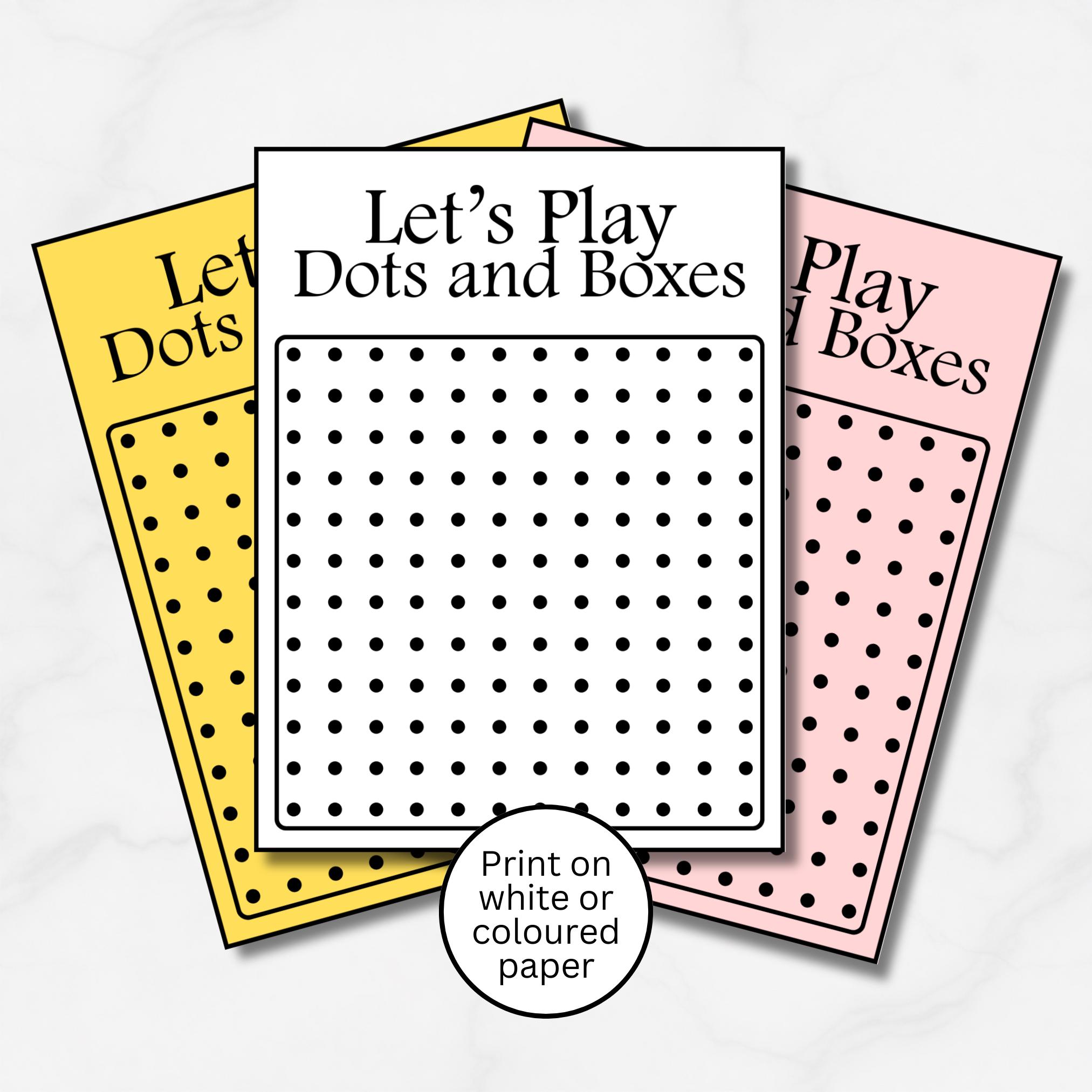 Dots & Boxes Game, Printable PDF, Instant Download, Restaurant Game ...