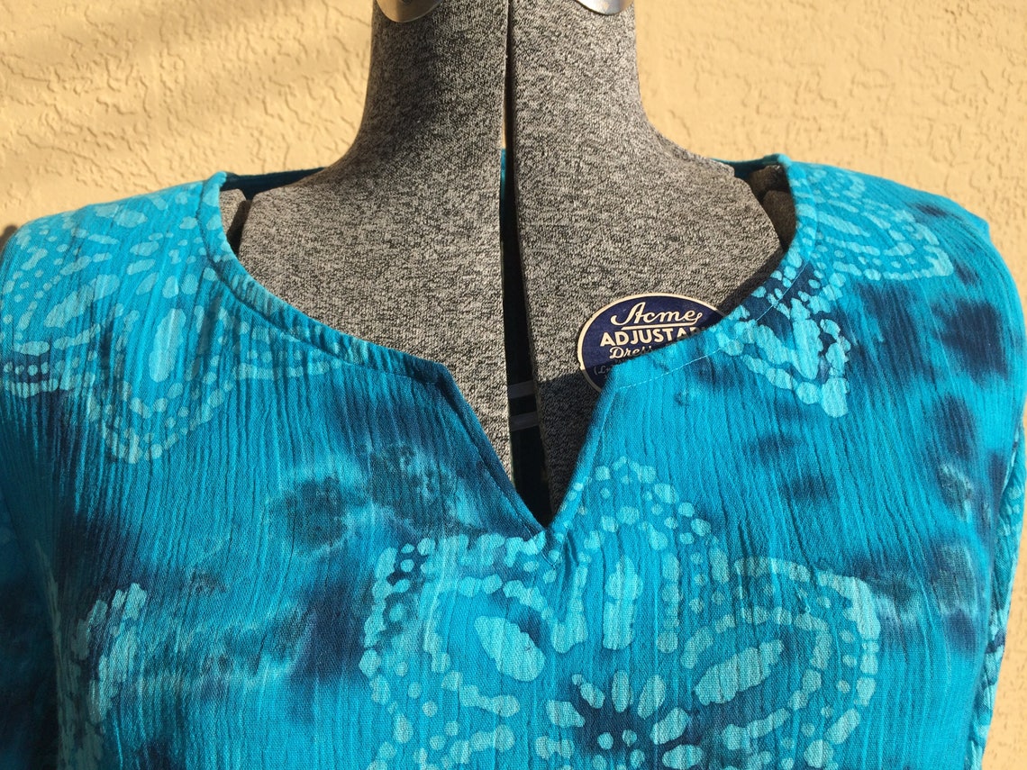 Swimsuit Coverup Teal Blue Batik Swimwear Coverup Summer - Etsy