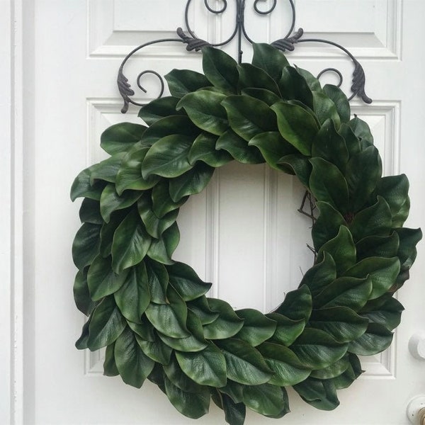 XL MAGNOLIA WREATH~ Large Magnolia Door Decor~ Magnolia Leaf Door Wreath~Rustic Magnolia Wreath~Farmhouse Style Door Decor ~ Rustic  Wreath