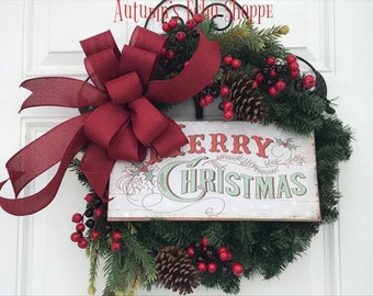 CHRISTMAS DOOR DECOR ~ Holiday Wreath ~ Christmas Wreath ~ Holiday Door Decor ~Christmas Door Wreath ~ Front Door Decor ~ Rustic Wreath