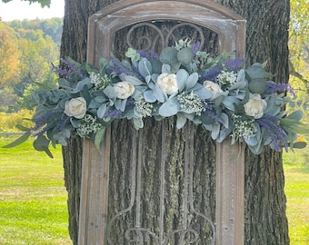 Lambsear,Mixed Eucalyptus Greenery /Floral Swag,Modern FarmhouseStyle Decor/Wall Decor/interiorDecor Swag /Floral Wall Swag/Wedding Decor /