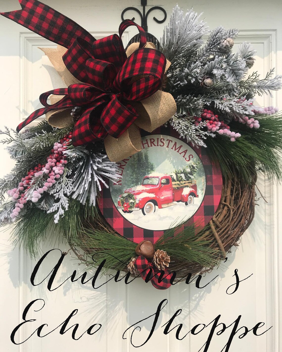 RUSTIC EVERGREEN WREATH~ Christmas Door Wreath ~ Christmas Door Decor ...