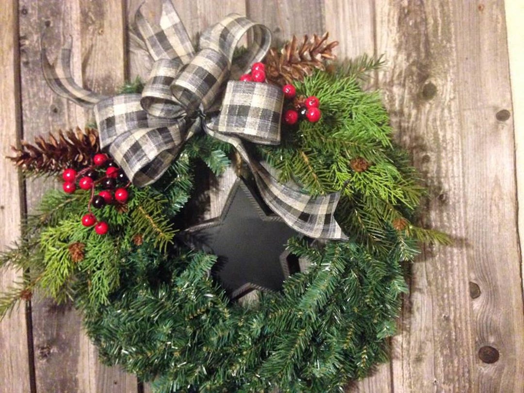 RUSTIC EVERGREEN WREATH~ Christmas Door Wreath ~ Christmas Door Decor ...