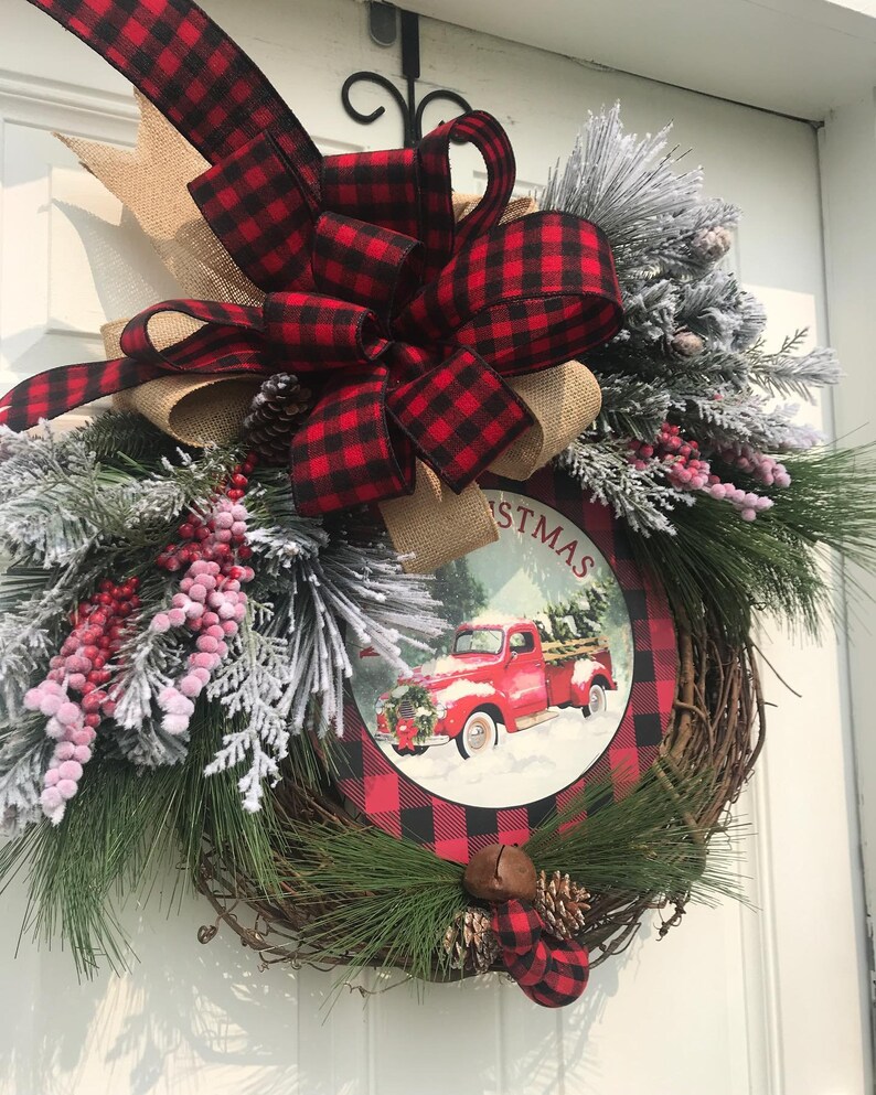 RUSTIC EVERGREEN WREATH~ Christmas Door Wreath ~ Christmas Door Decor ...