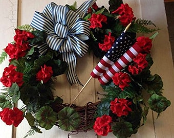 Military Pride Wreath~Summer Door Wreath~Patio Wreath ~United StatesFlag Decor~ Memorial Day Wreath ~Farmhouse Wreath ~Fourth of July Wreath