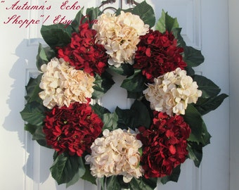 HOLIDAY DOOR WREATH~ Holiday Door Decor~ Interior Decor Wreath~Christmas Door Wreath~ Hydrangea Wreath~ Farmhouse Decor~Cottage Decor Wreath