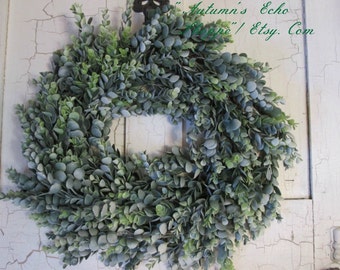 FAUX EUC WREATH~ Farmhouse Wreath~ Eucalyptus Wreath~ Farmhouse Style Wreath~Rustic Door Wreath~Spring Door Wreath~Faux Greenery Wreath~