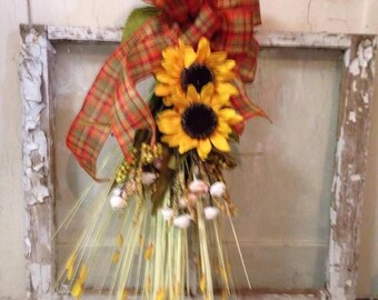 RUSTIC FALL SWAG~ Fall Door Wreath ~ Fall Wreath ~ Rustic Fall Door Decor~ Fall Season Door Swag~ Seasonal Fall Decor~ FarmHouse Door Decor~