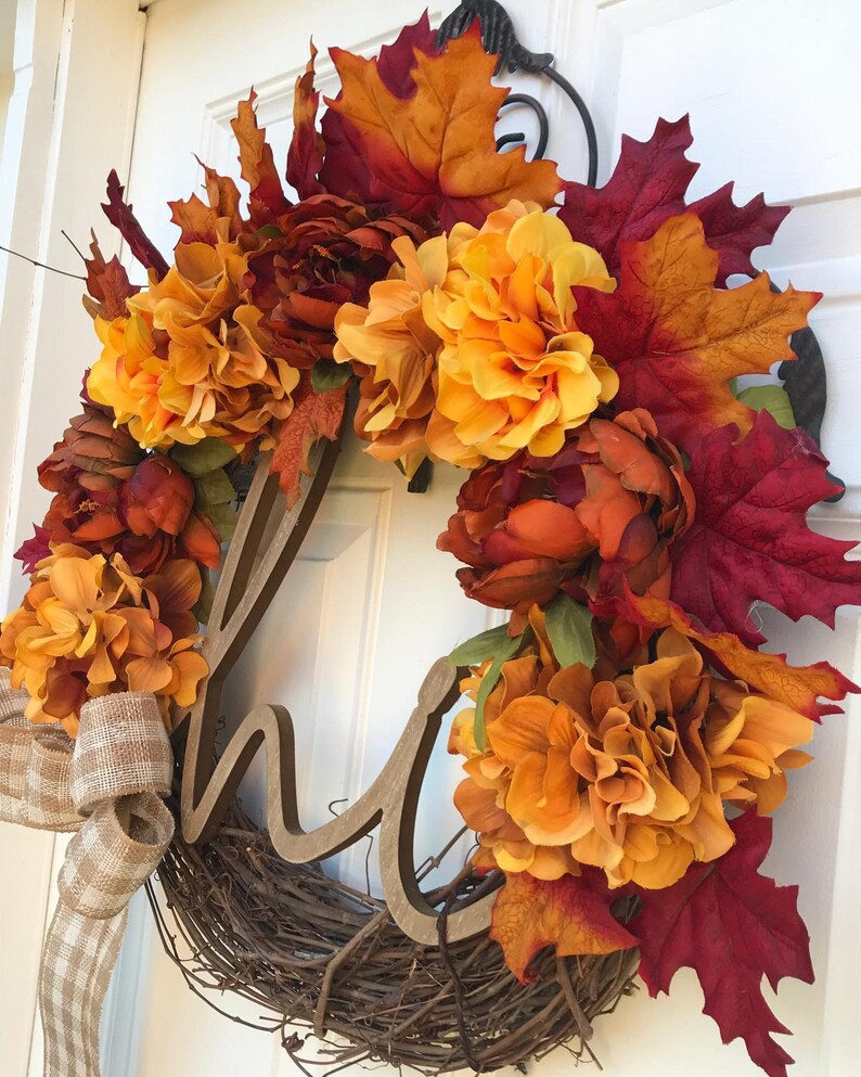 FALL FLORAL WREATH fall Door Decor traditional and Classic Etsy