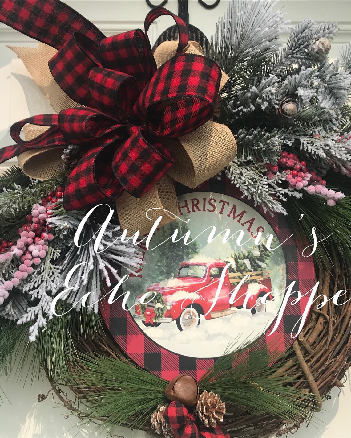 RUSTIC EVERGREEN WREATH~ Christmas Door Wreath ~ Christmas Door Decor ...